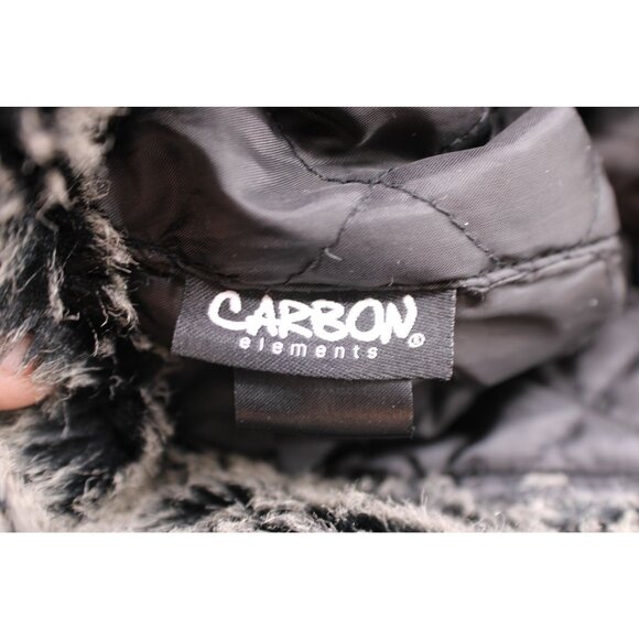 Carbon Elements Black Quilted Faux Fur Trapper Hat Buckle Strap Closure OSFM - Picture 4 of 10